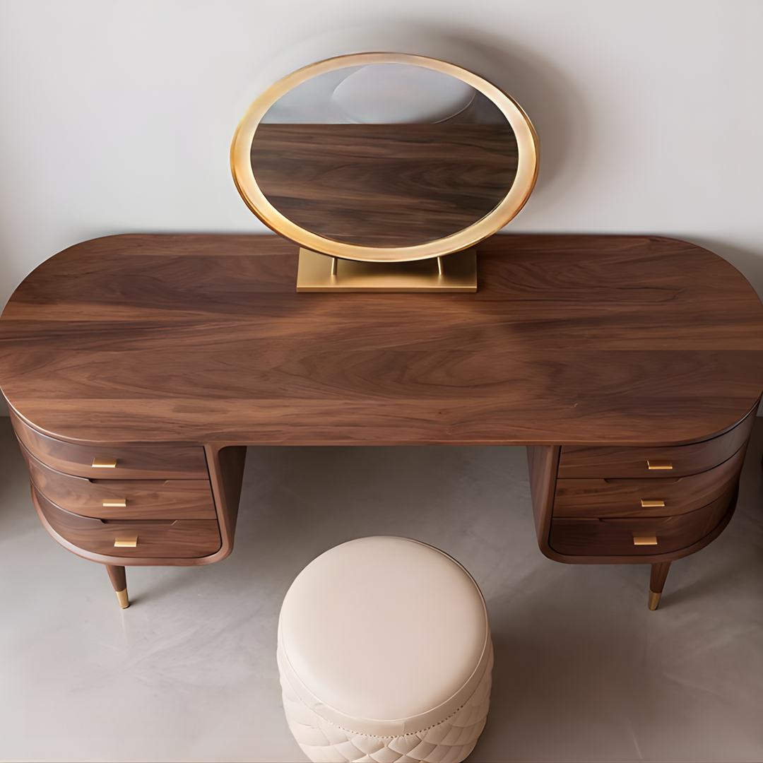 NOIREVA Black Walnut Wood Vanity Table - Cassa Haus Singapore
