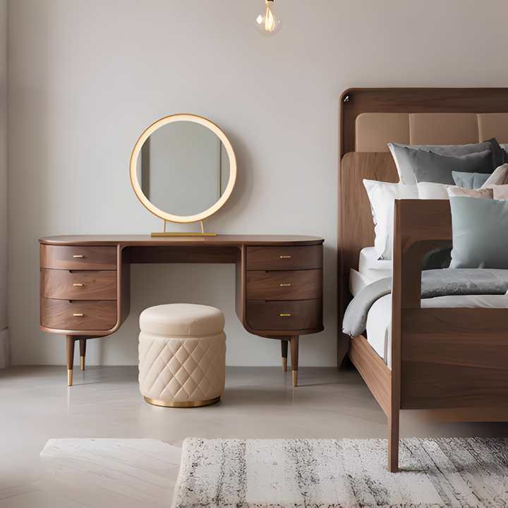 NOIREVA Black Walnut Wood Vanity Table - Cassa Haus Singapore