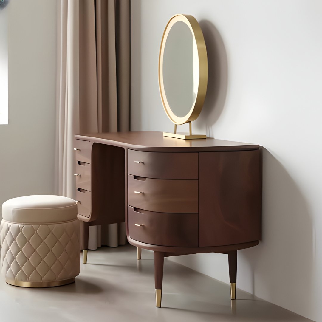 NOIREVA Black Walnut Wood Vanity Table - Cassa Haus Singapore