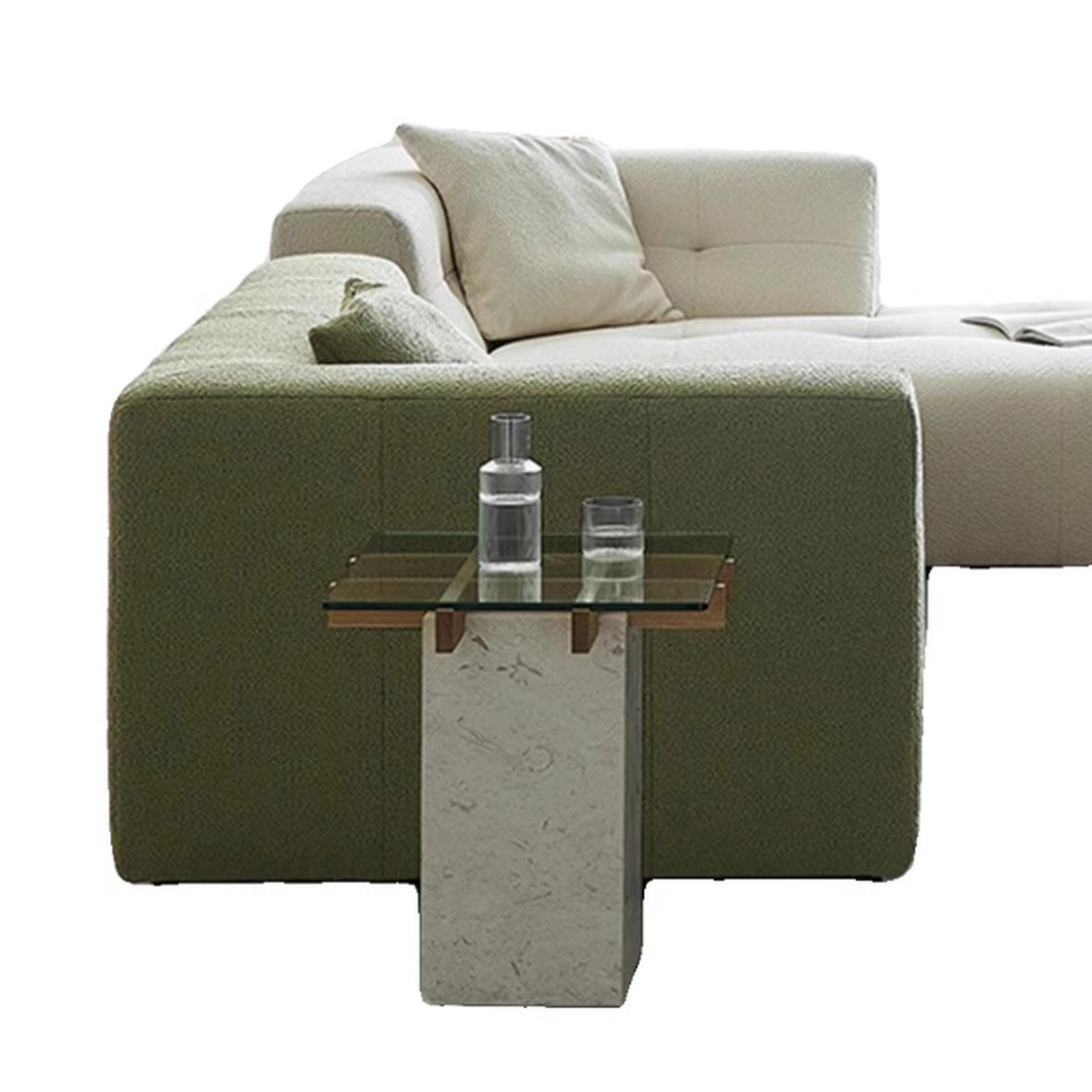 VITTORIO Modern Travertine Side Table