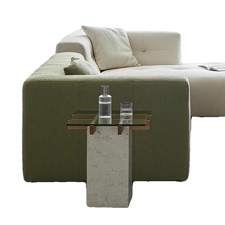 VITTORIO Modern Travertine Side Table