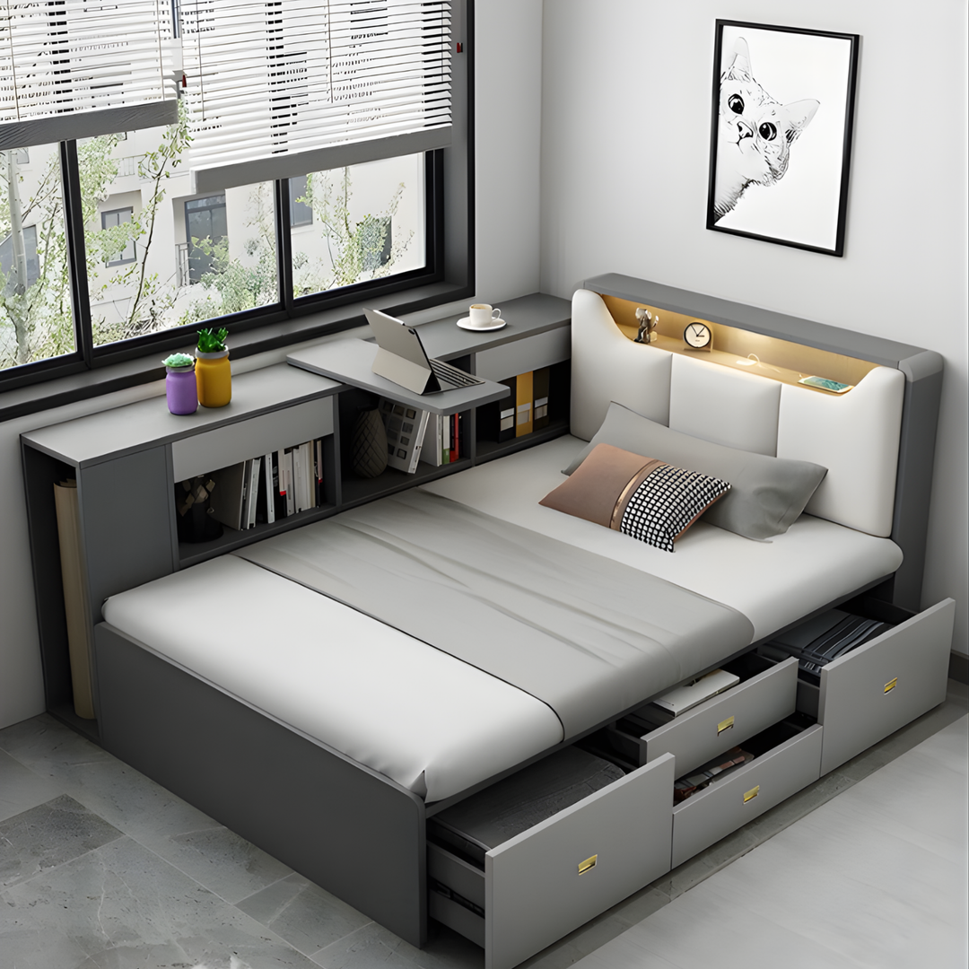 NIVARO Modern Storage Bedframe