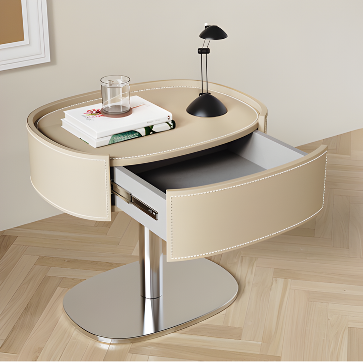 ZEVANI Modern Leather Bedside Table