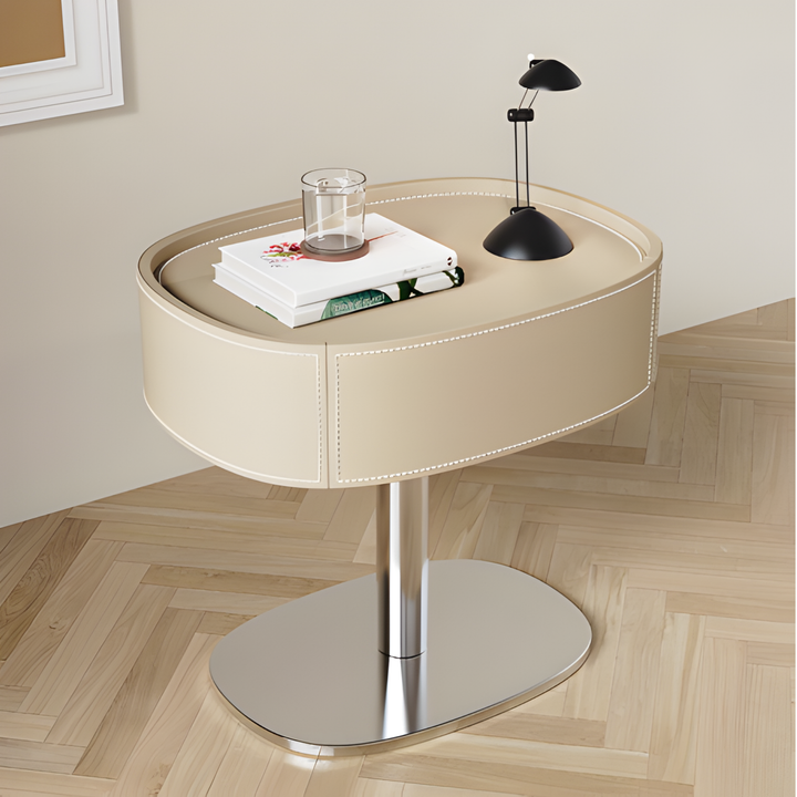 ZEVANI Modern Leather Bedside Table