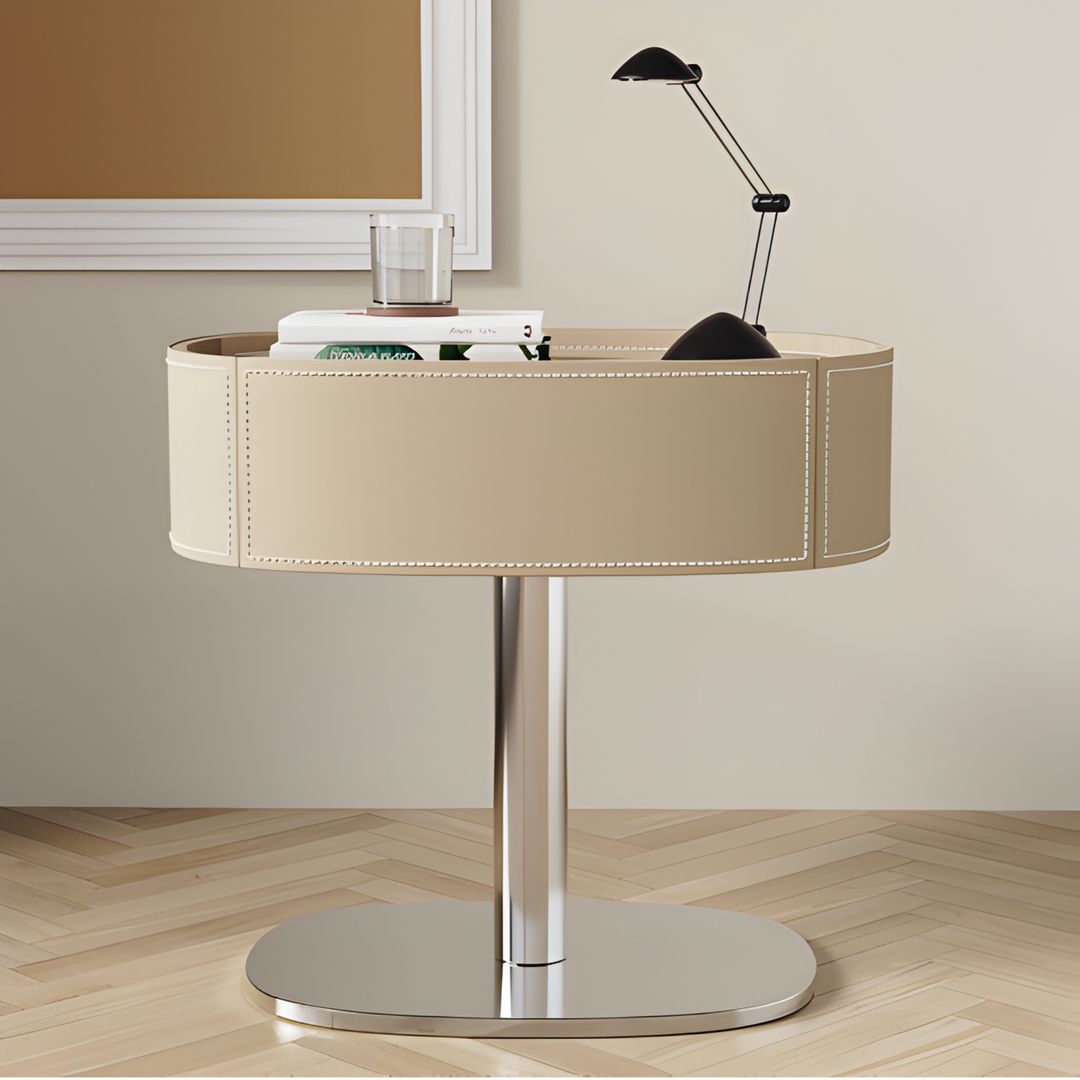 ZEVANI Modern Leather Bedside Table