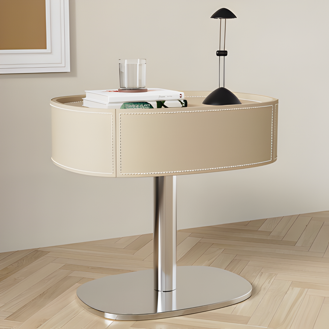 ZEVANI Modern Leather Bedside Table