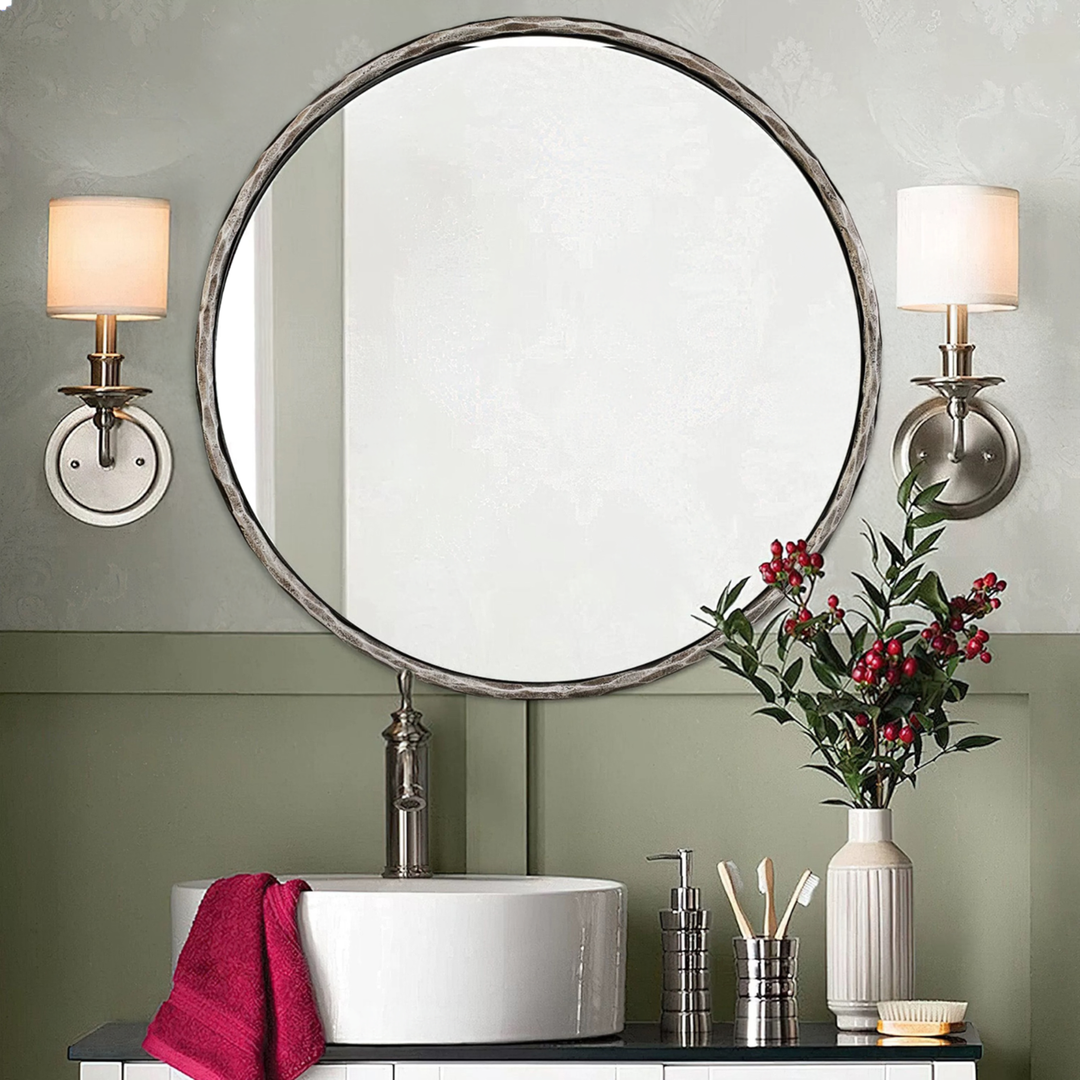 HEARTH Rustic Round Wall Mirror