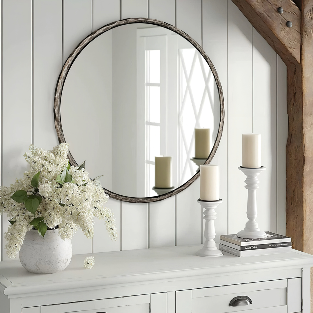 HEARTH Rustic Round Wall Mirror