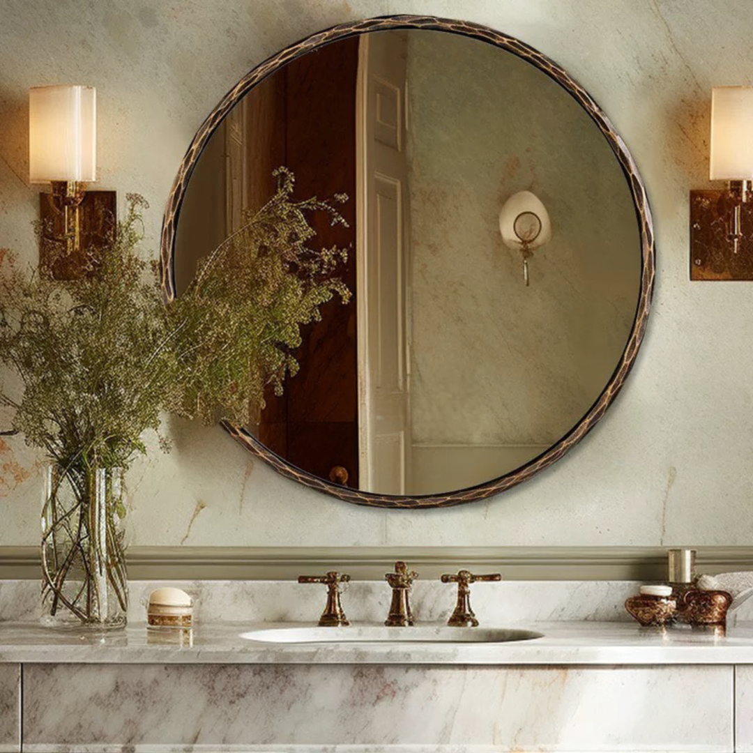 HEARTH Rustic Round Wall Mirror