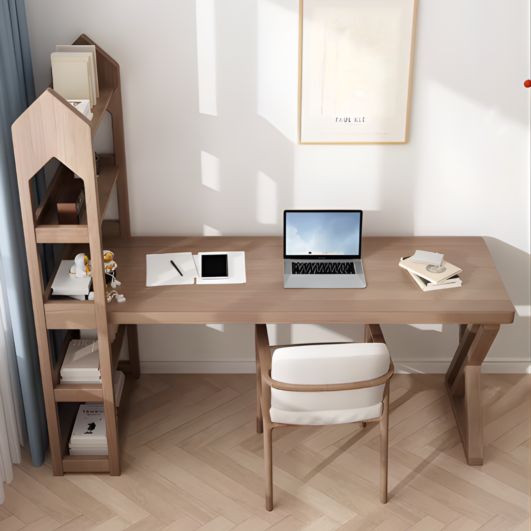 BAXLEY Modern Solid Wood Study Table & Shelf