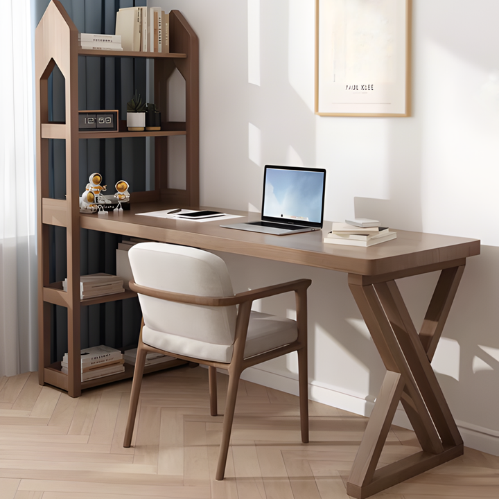 BAXLEY Modern Solid Wood Study Table & Shelf