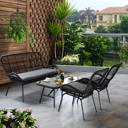 QAVRION Rattan Outdoor Table And Chairs - Cassa Haus Singapore