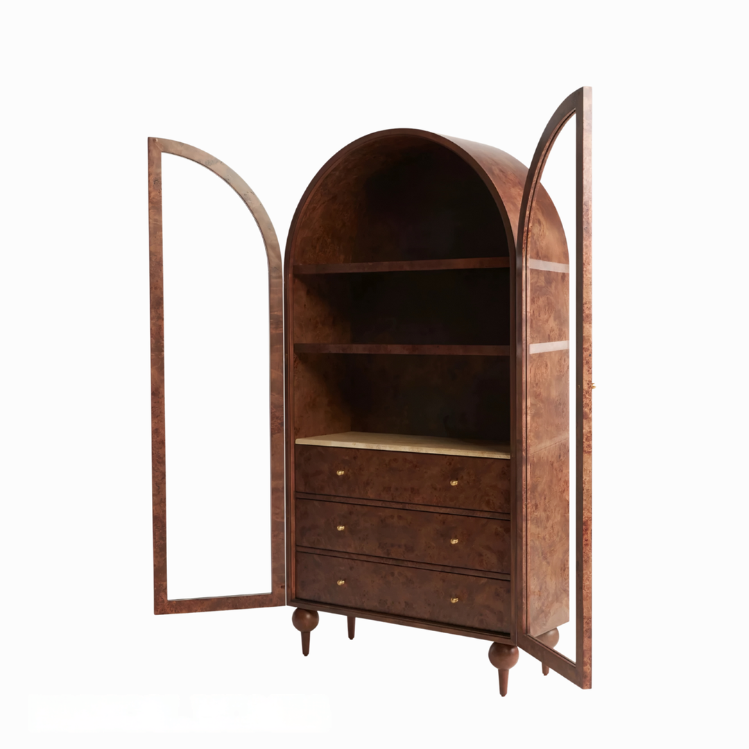 FLEURON Vintage Mappa Burl Display Cabinet - Cassa Haus Singapore