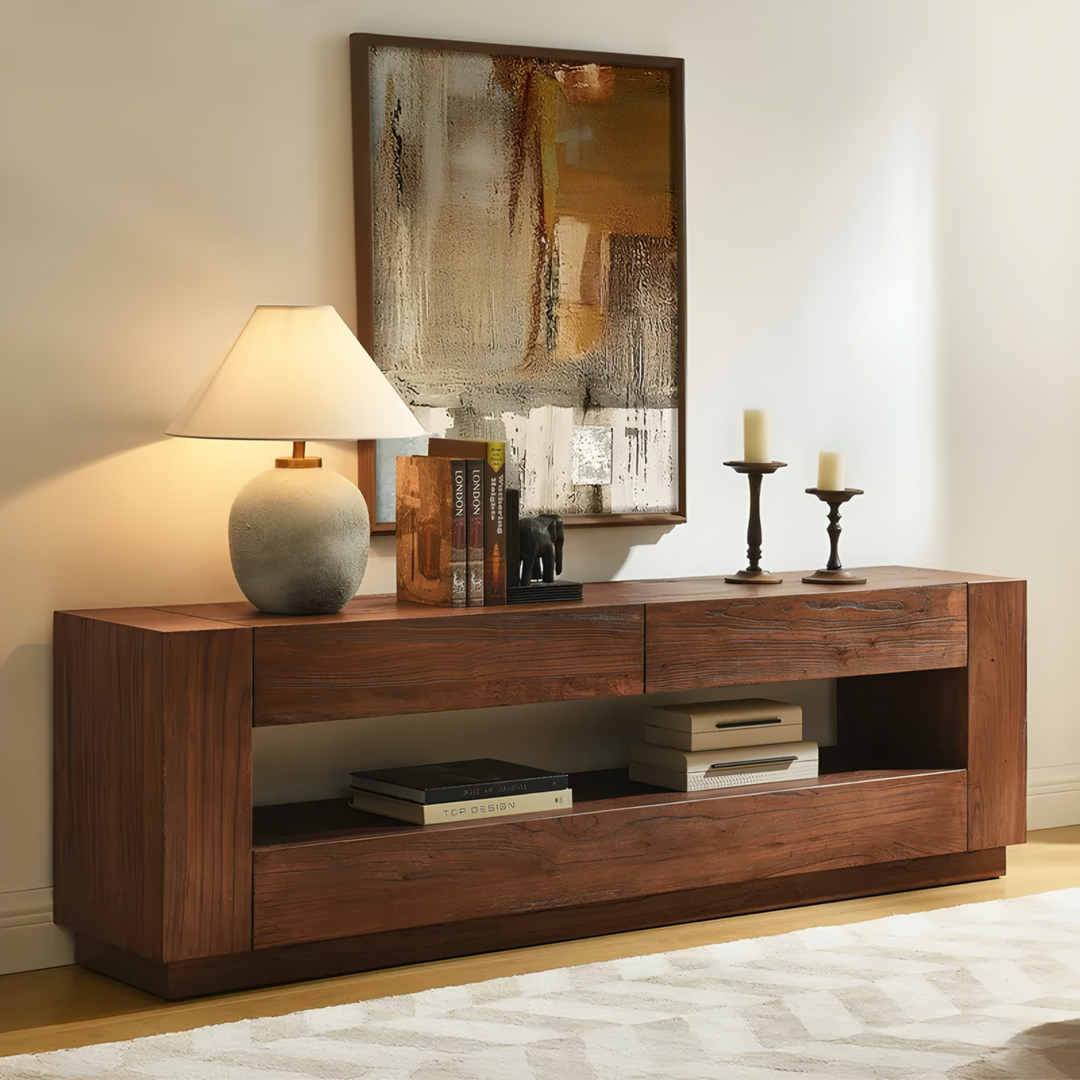 TIMBERHAVEN Rustic Solid Wood TV Console