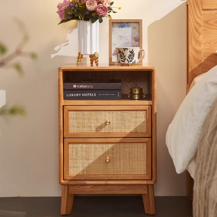 VELMORA Rattan Bedside Table