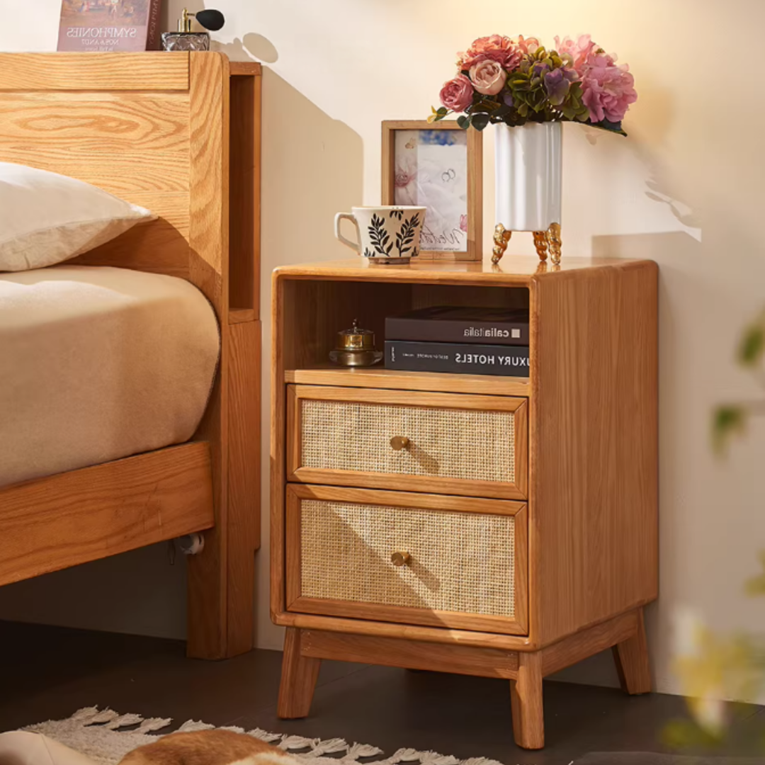 VELMORA Rattan Bedside Table
