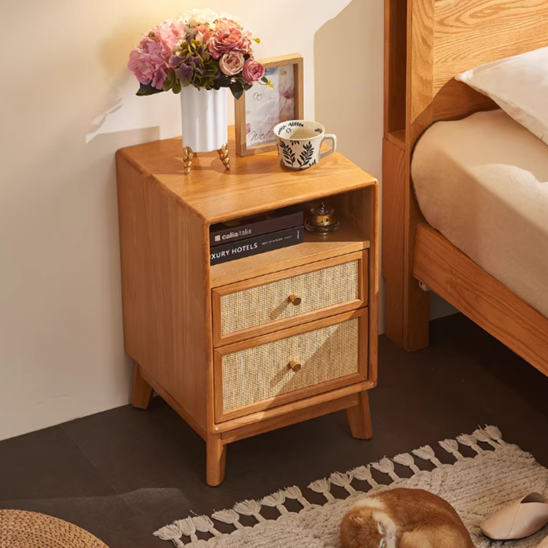 VELMORA Rattan Bedside Table