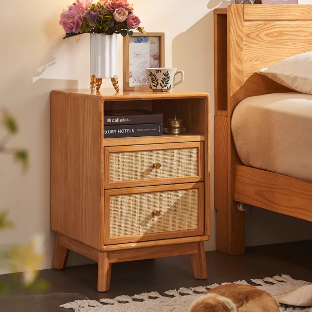 VELMORA Rattan Bedside Table