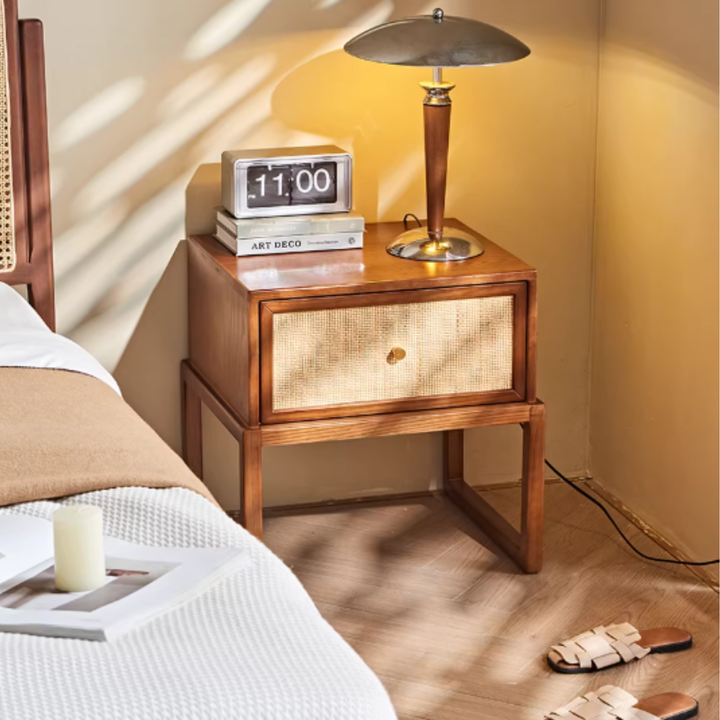 NUVORA Rattan Bedside Table