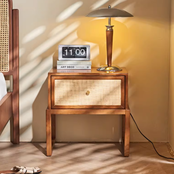 NUVORA Rattan Bedside Table