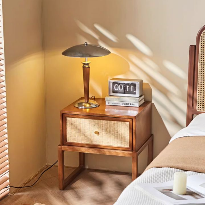 NUVORA Rattan Bedside Table