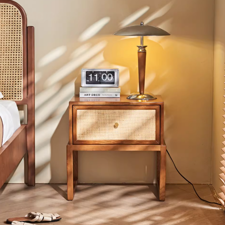 NUVORA Rattan Bedside Table