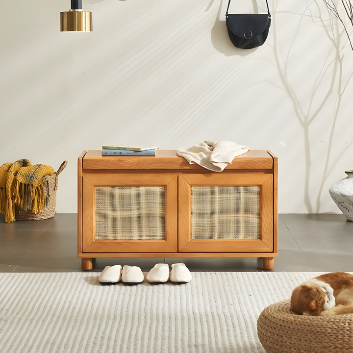TAVENOR Rustic Solid Wood Storage Bench