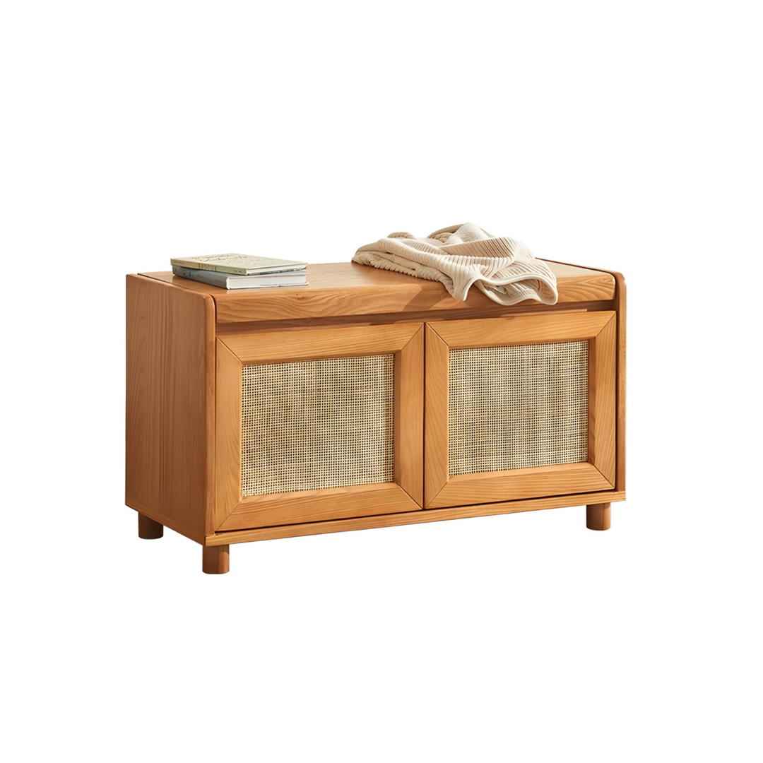 TAVENOR Rustic Solid Wood Storage Bench