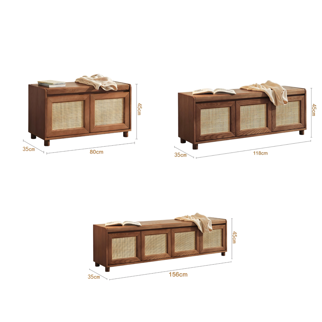TAVENOR Rustic Solid Wood Storage Bench