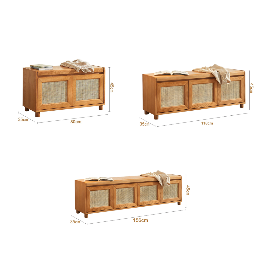 TAVENOR Rustic Solid Wood Storage Bench