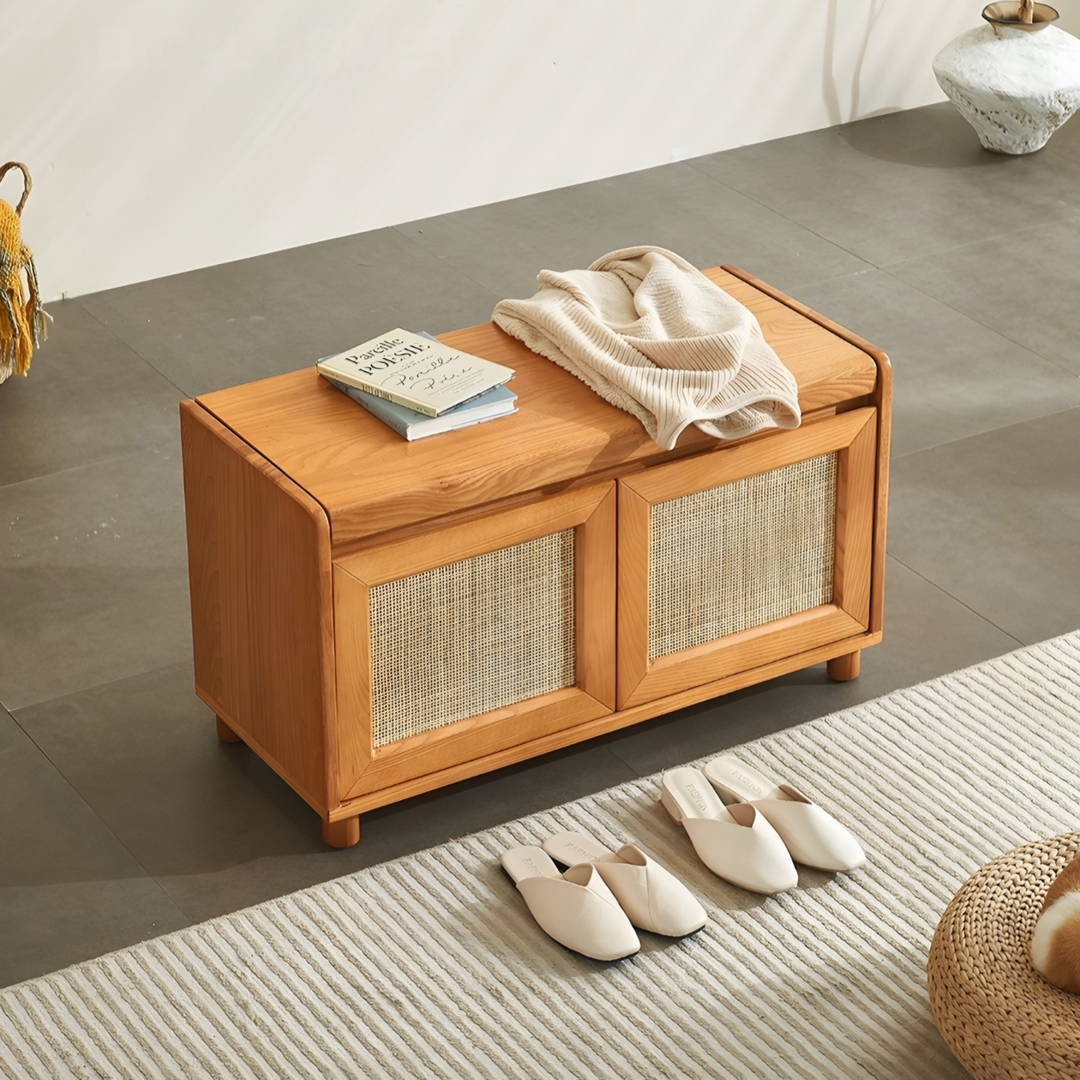 TAVENOR Rustic Solid Wood Storage Bench