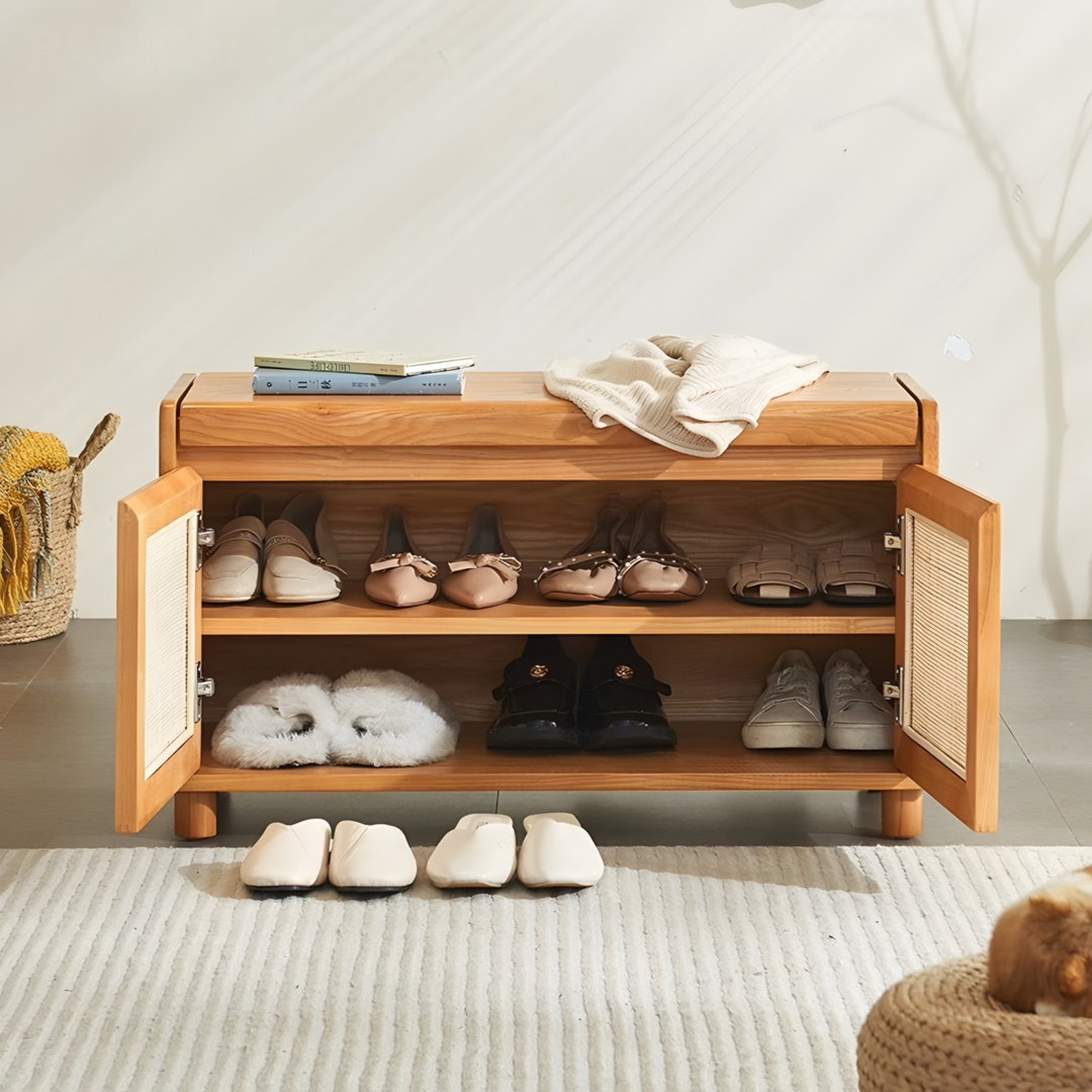 TAVENOR Rustic Solid Wood Storage Bench