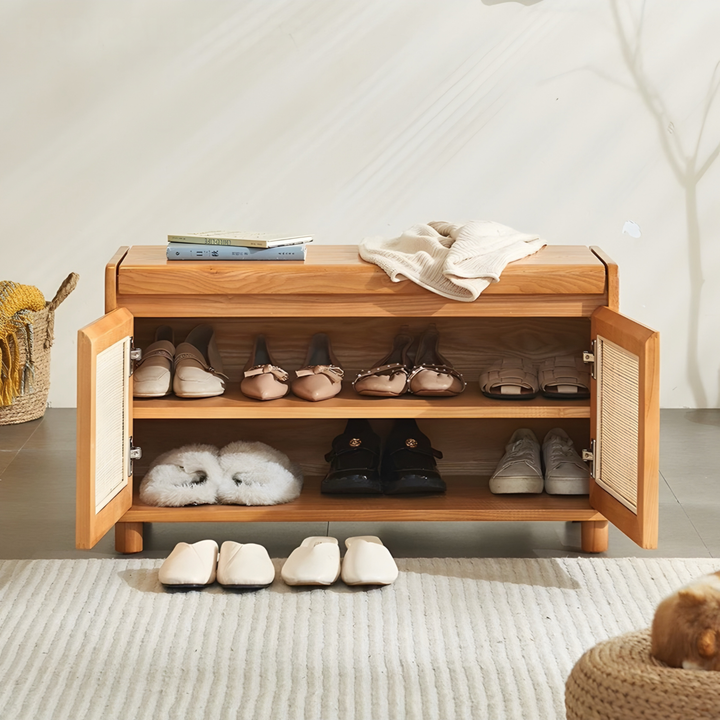 TAVENOR Rustic Solid Wood Storage Bench