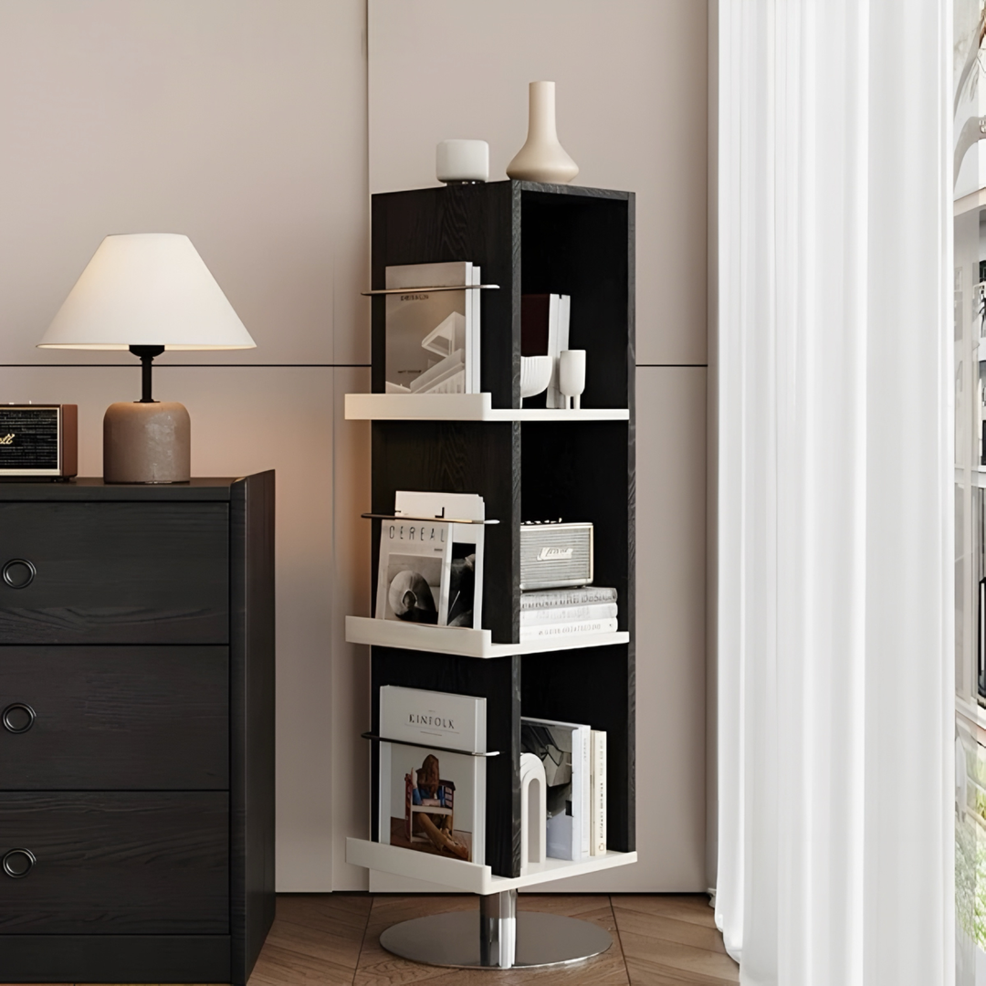 MERIDIAN Modern Rotating Solid Wood Display Bookshelf