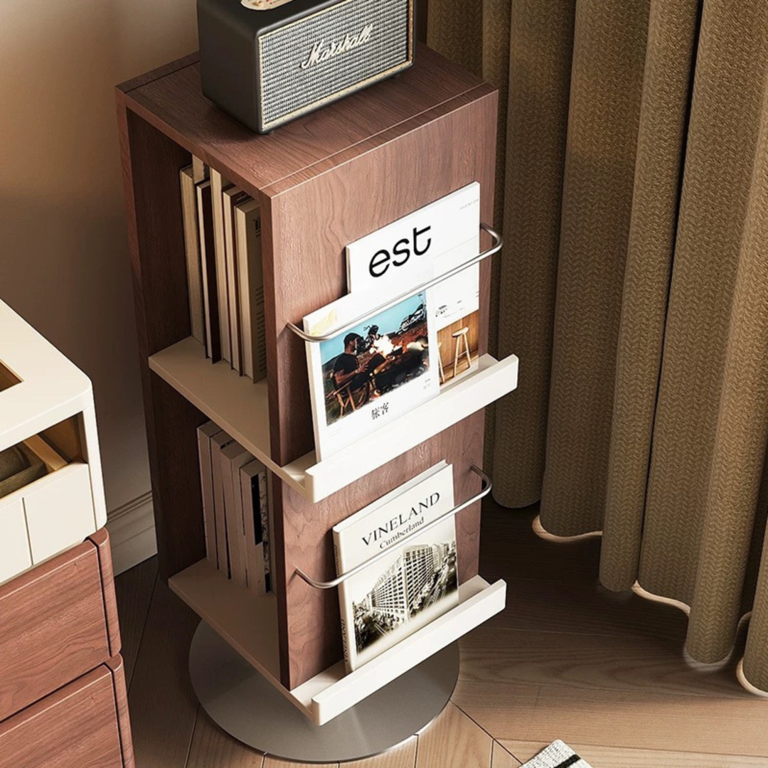 MERIDIAN Modern Rotating Solid Wood Display Bookshelf