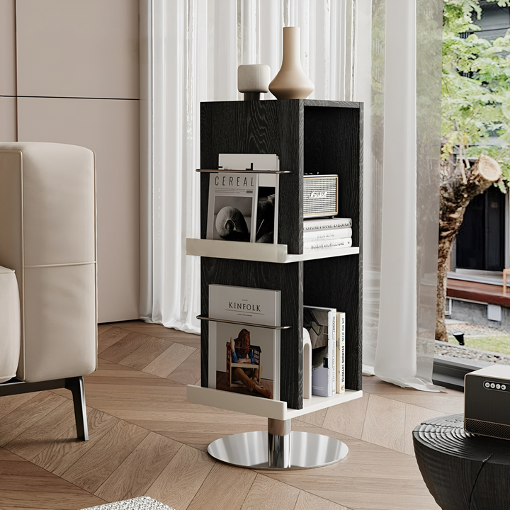 MERIDIAN Modern Rotating Solid Wood Display Bookshelf