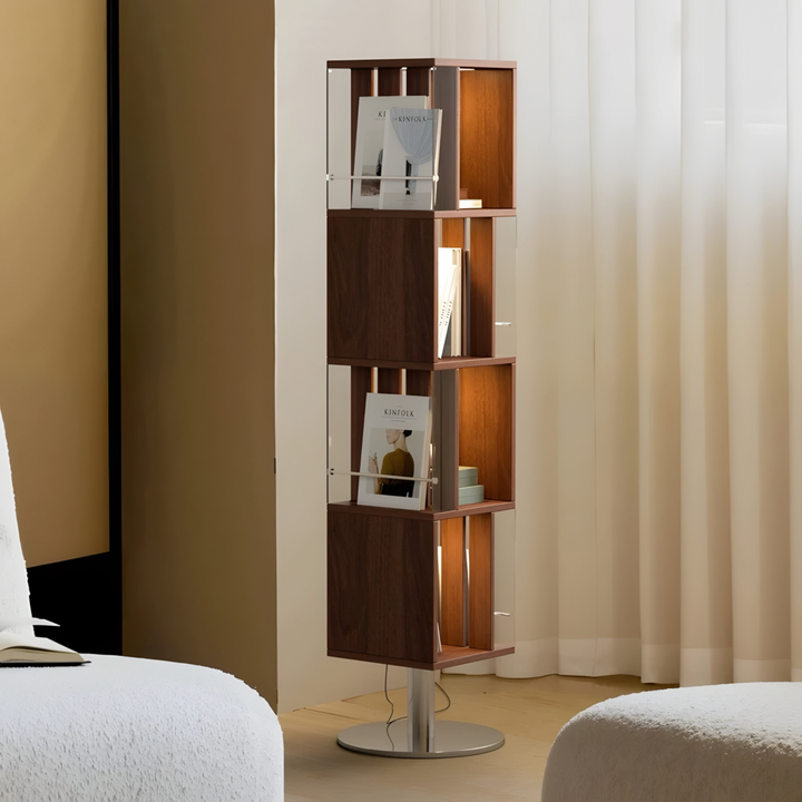 SOLVANE Modern Rotating Solid Wood Display Shelf