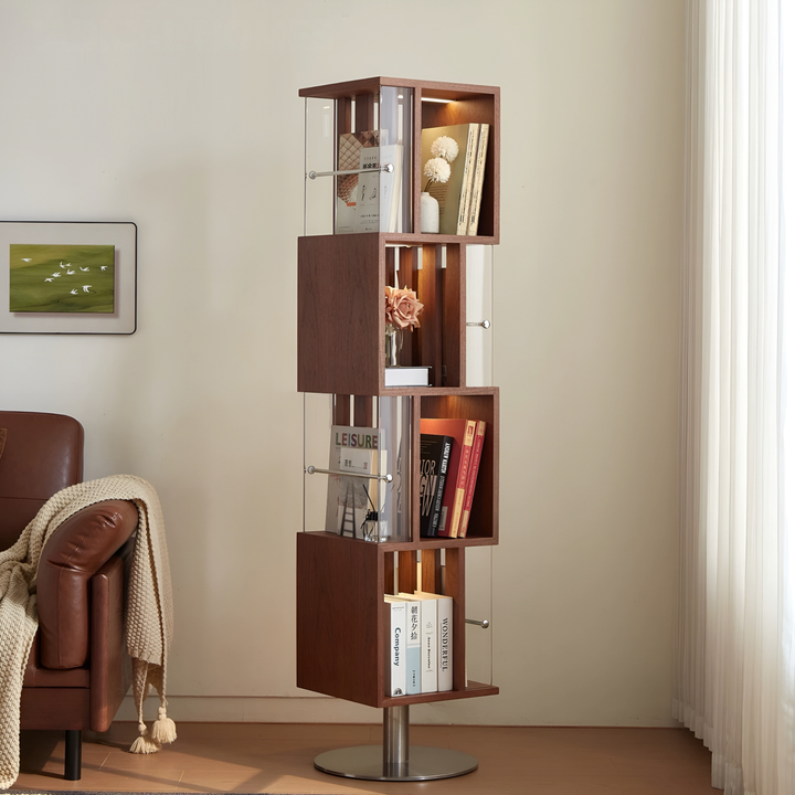 SOLVANE Modern Rotating Solid Wood Display Shelf