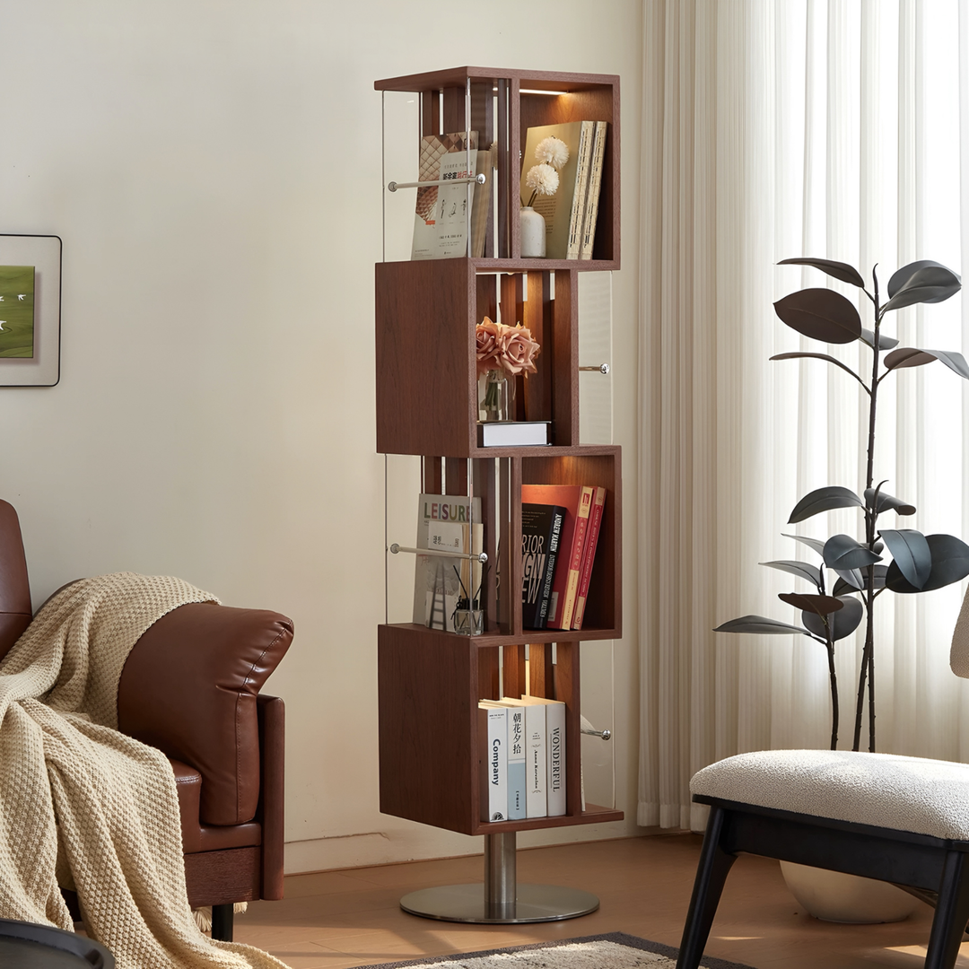 SOLVANE Modern Rotating Solid Wood Display Shelf
