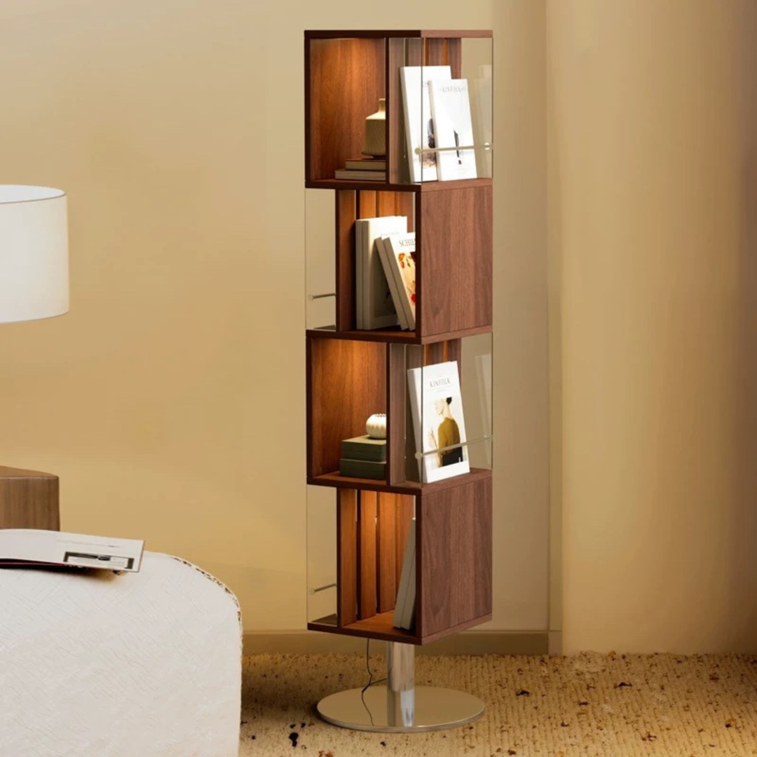 SOLVANE Modern Rotating Solid Wood Display Shelf