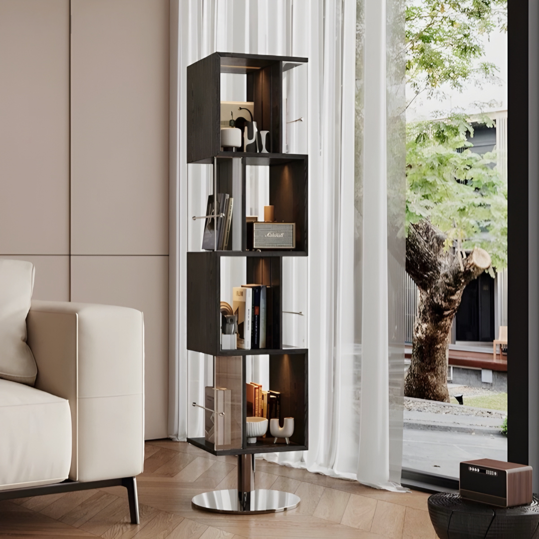 SOLVANE Modern Rotating Solid Wood Display Shelf