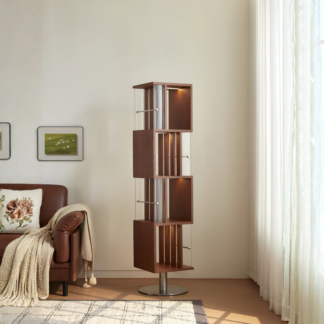 SOLVANE Modern Rotating Solid Wood Display Shelf
