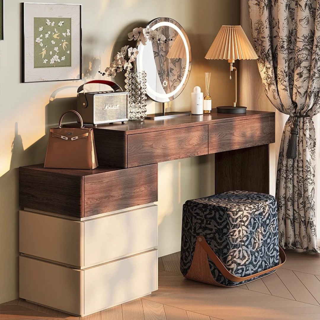 MIRETTA Rustic Solid Wood Vanity Table
