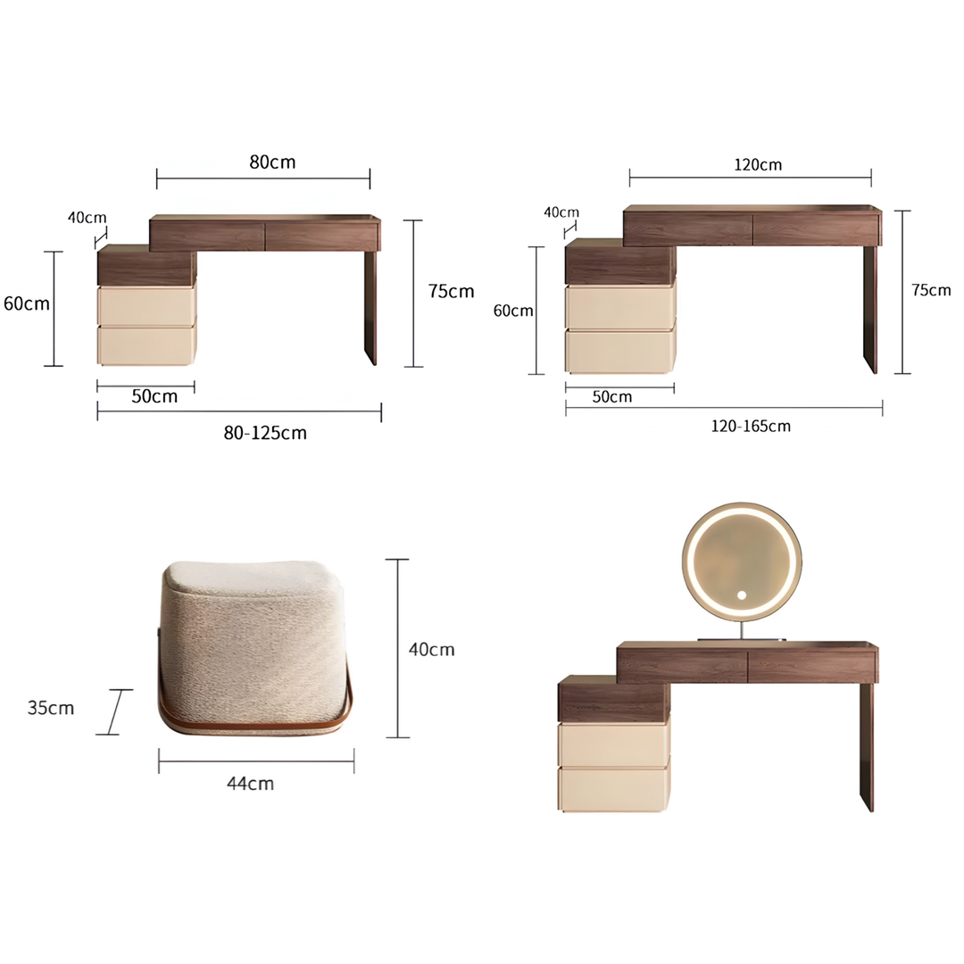 MIRETTA Rustic Solid Wood Vanity Table