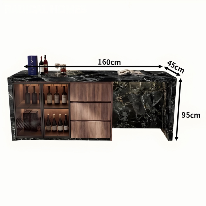 ISLAVIQ Modern Sintered Stone Island Storage Bar Table