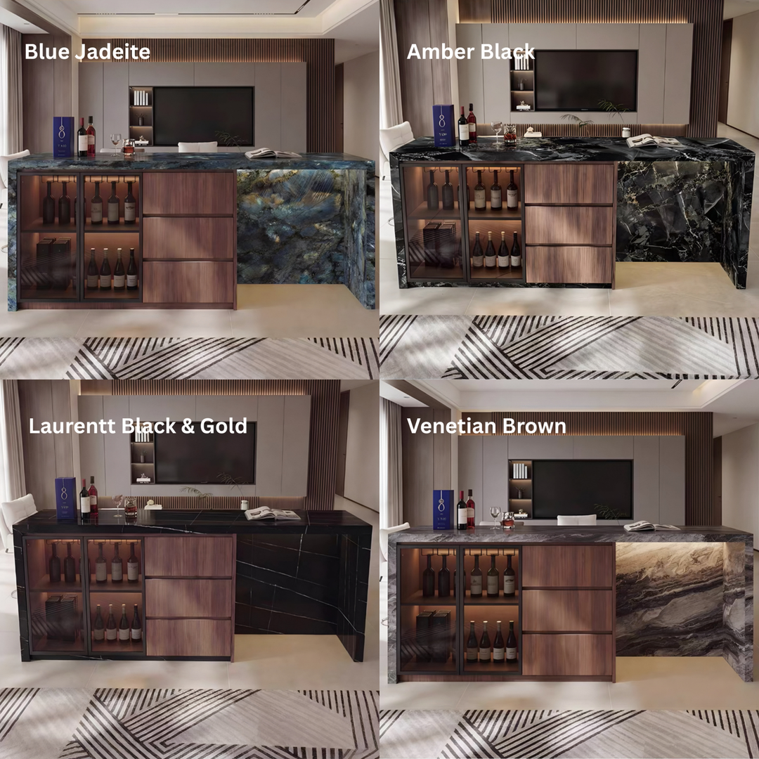 ISLAVIQ Modern Sintered Stone Island Storage Bar Table