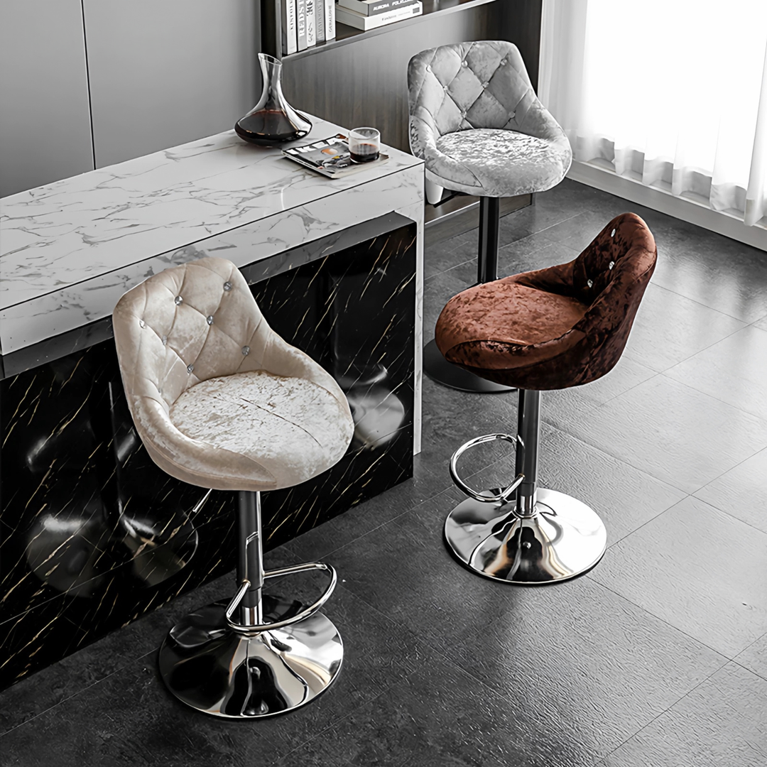 ELVORA Modern Velvet Bar Stool