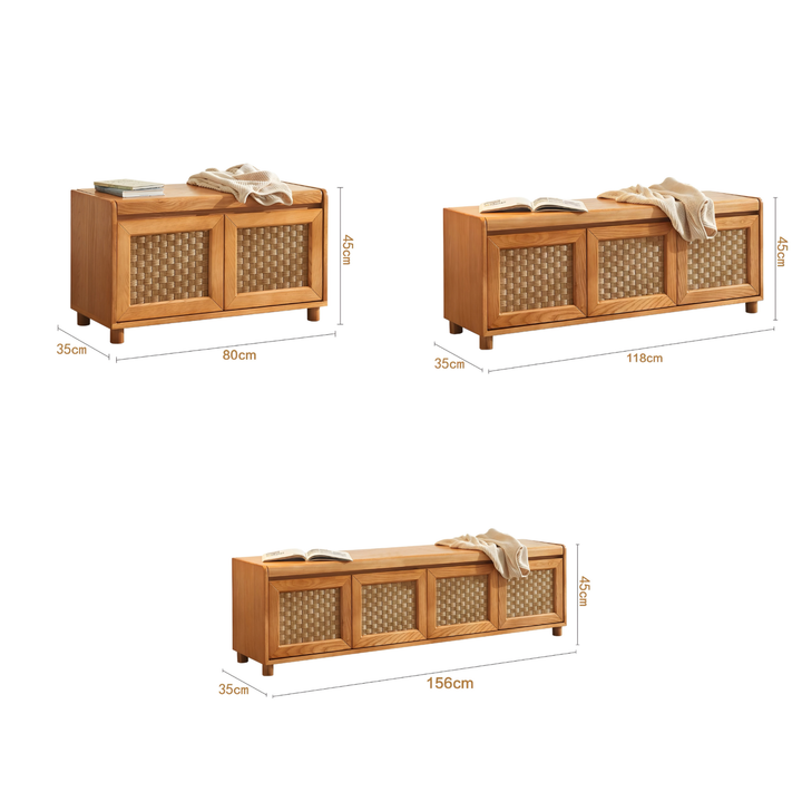 VAREMONT Rustic Solid Wood Storage Bench