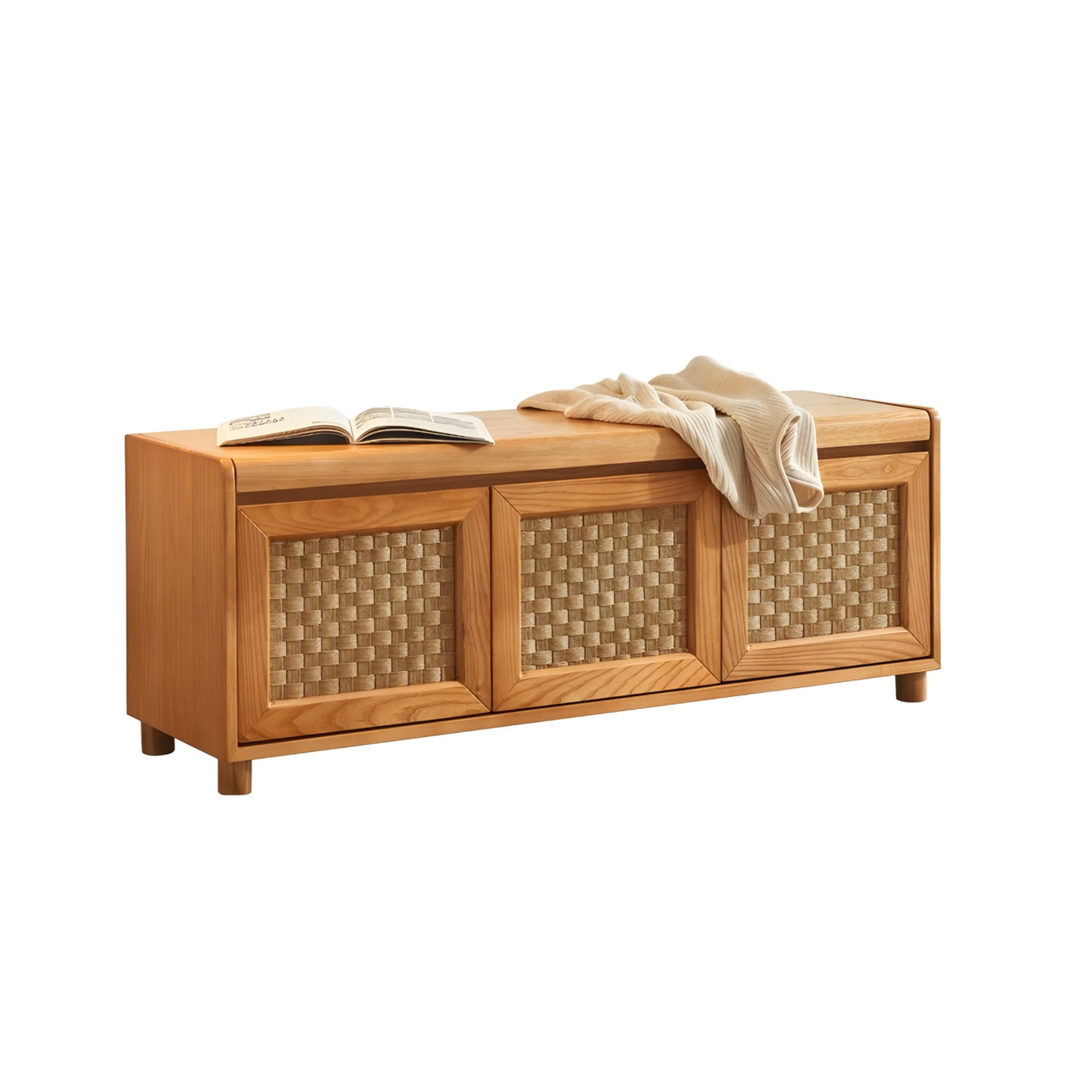 VAREMONT Rustic Solid Wood Storage Bench