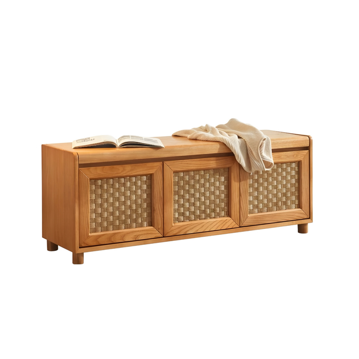 VAREMONT Rustic Solid Wood Storage Bench